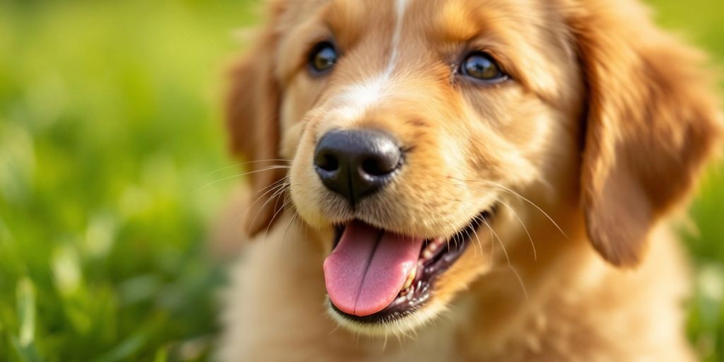 Playful puppy enjoying a joint supplement treat outdoors.