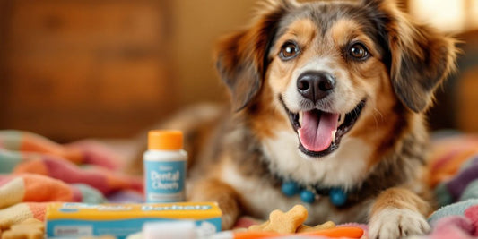 Happy dog with a bright, clean smile and dental care.