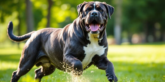 Neapolitan Mastiff playing in a sunny park.