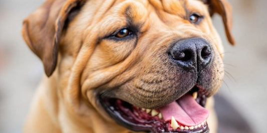 Shar Pei dog with healthy skin and smooth folds.