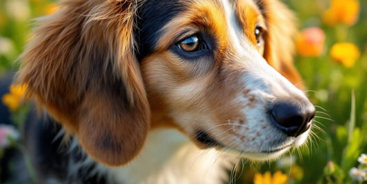 Floppy-eared dog with clean, healthy ears outdoors.