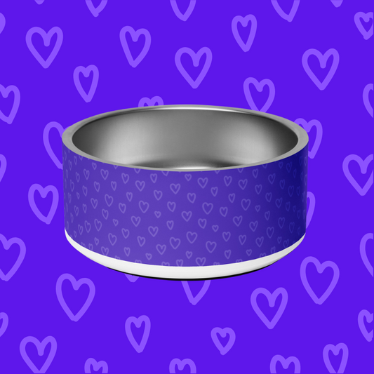 Magicpup Bowls | Purple Heart Pattern I Premium Modern Stainless Steel Anti-Slip Pet Bowl
